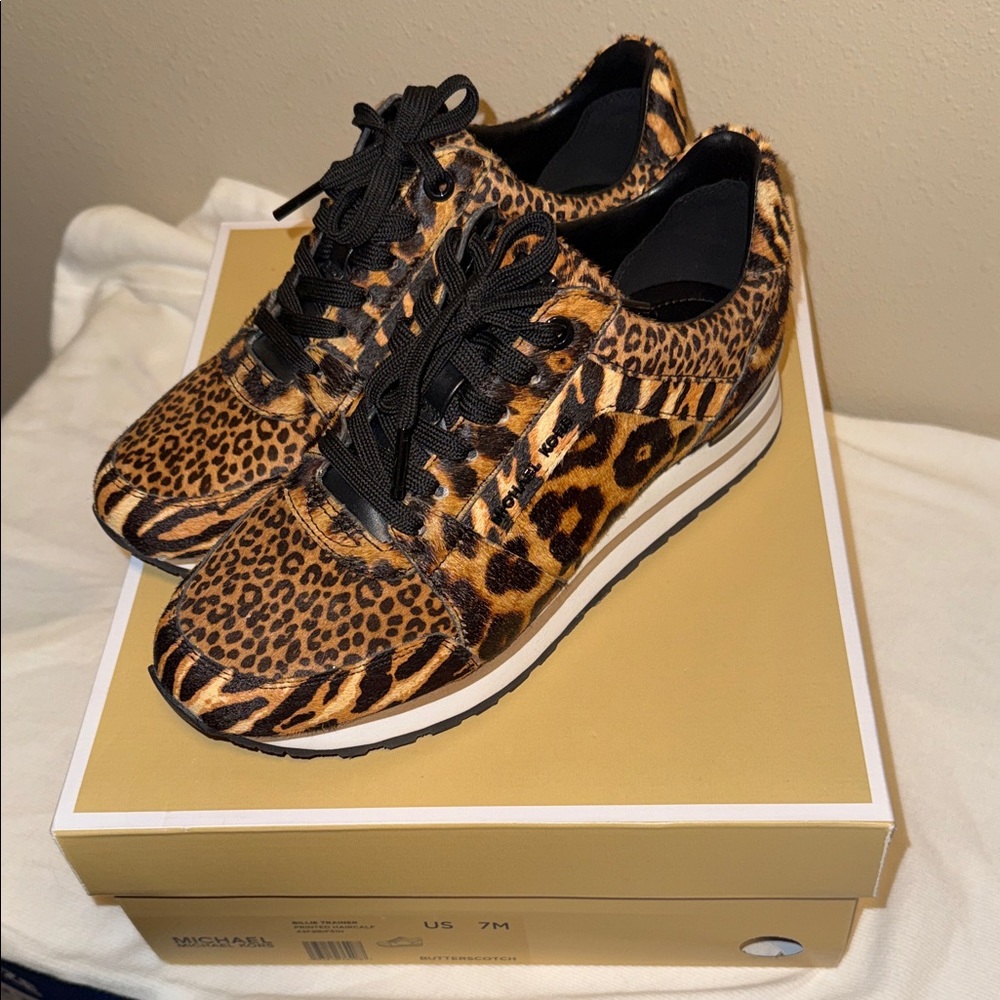 Michael Kors Animal Print Sneakers with Black Accents
